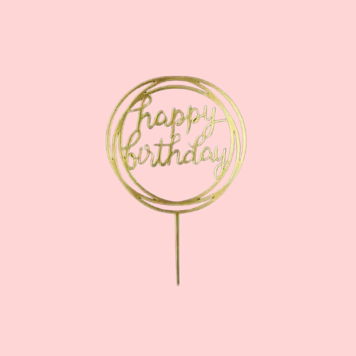 Happy Birthday Cake Topper – 5-inch Gold Acrylic