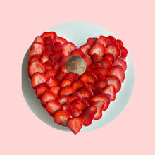 Heart pavlova cake made with strawberries and a Happy Birthday tag, perfect for romantic celebrations, birthdays, or special events