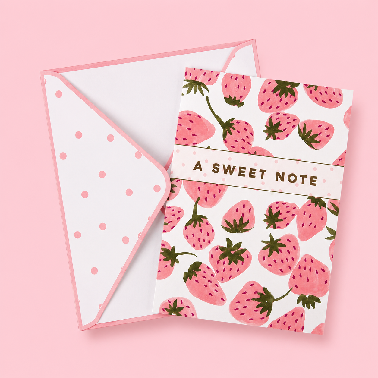 “A Sweet Note” Strawberry Card + Envelope