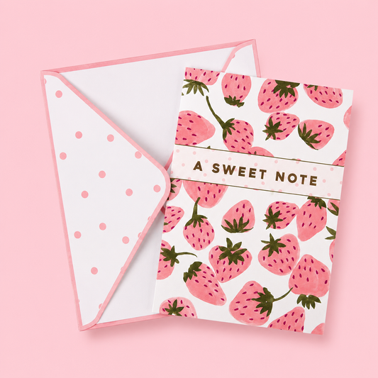 “A Sweet Note” Strawberry Card + Envelope